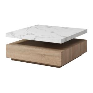 Mesa de centro giratoria con 1 cajón de MDF - Efecto mármol…