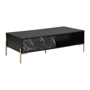 Mesa de centro con 2 cajones y 2 estantes de MDF y metal -…