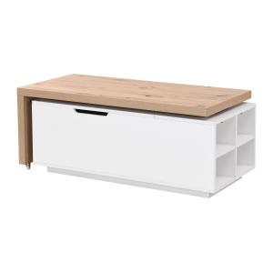 Mesa de centro elevable y giratoria de MDF - Natural y blan…