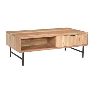 Mesa de centro con 2 cajones y 2 estantes de madera de acac…