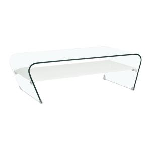 Mesa de centro KELLY - Cristal templado blanco - Tabla blan…