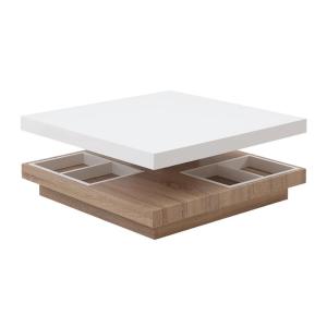 Mesa de centro FAUSTO - Tablero pivotante - MDF lacado blan…