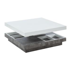 Mesa de centro FAUSTO - Tablero pivotante - MDF lacado blan…