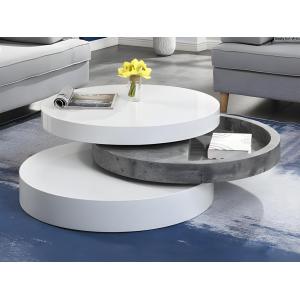 Mesa de centro pivotante JANITA - MDF - Cemento y blanco