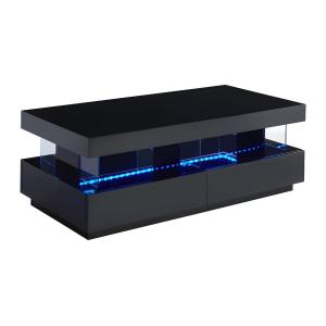 Mesa de centro - MDF lacado - LEDs - 2 cajones y 2 estantes…