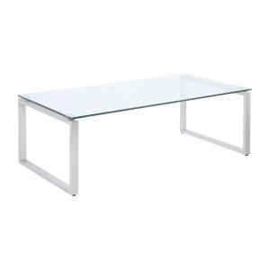 Mesa de centro FREYA - Cristal templado y metal cromado