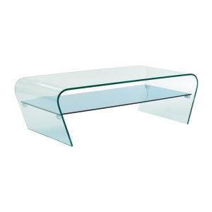 Mesa de centro - Cristal templado - Balda azul lacado - KEL…