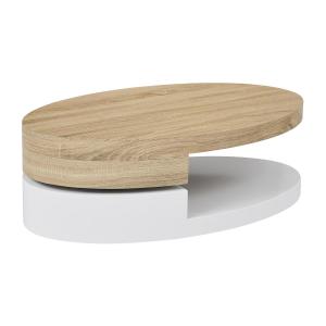 Mesa de centro con tablero pivotante - MDF - Natural y blan…