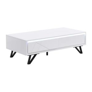 Mesa de centro 2 cajones con LEDs de MDF - Blanco lacado -…