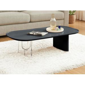 Mesa de centro de MDF y acrílico - Negro y transparente - R…