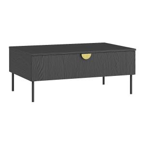 Mesa de centro con 1 puerta - Negro y dorado - NATANIEL