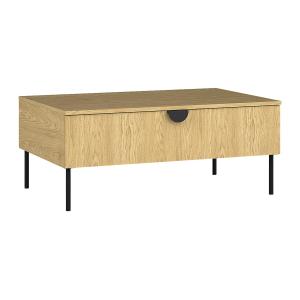 Mesa de centro con 1 puerta - Natural y negro - NATANIEL