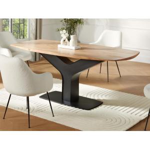 Mesa de comedor 8 personas de madera de acacia y metal - Na…