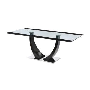 Mesa de comedor 8 comensales de MDF cristal templado y acer…