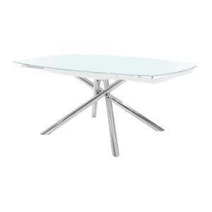 Mesa de comedor extensible CAMELIA - Cristal templado y met…