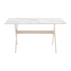 Mesa de comedor 6 comensales de MDF y haya - blanco y natur…