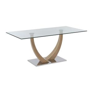 Mesa de comedor de 6 plazas de vidrio templado MDF y acero…