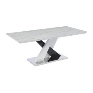 Mesa de comedor para 8 personas de MDF y acero inoxidable -…