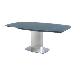 Mesa de comedor extensible TALICIA - Cristal templado y met…