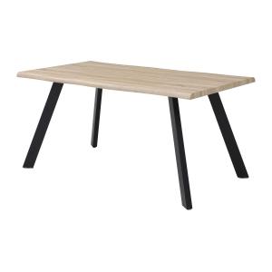 Mesa de comedor para 6 personas en MDF y metal negro - Natu…