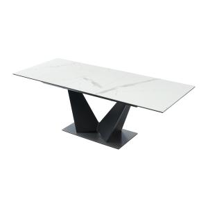 Mesa de comedor extensible 6 a 8 comensales de cerámica y m…