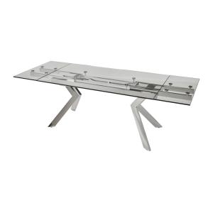 Mesa de comedor extensible VELIKA - Cristal templado y meta…