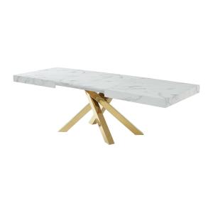 Mesa extensible de comedor 6 a 10 cubiertos de MDF y metal…