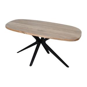 Mesa de comedor 8 personas de madera de acacia y metal - Na…