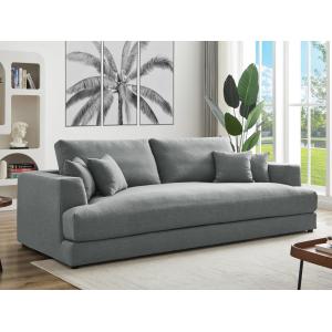 Sofá de 4 plazas de tela gris claro ASPAL
