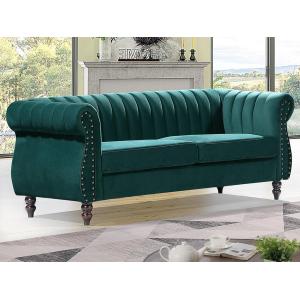 Sofá chesterfield de 3 plazas de terciopelo verde esmeralda…