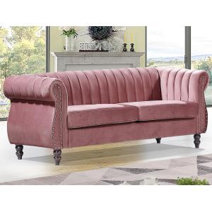 Sofá chesterfield de 3 plazas de terciopelo rojo viejo TRUM…