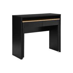 Escritorio consola extensible con 2 cajones - Negro y natur…
