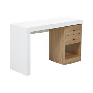 Escritorio extensible - 2 cajones y 1 estante - Blanco y na…