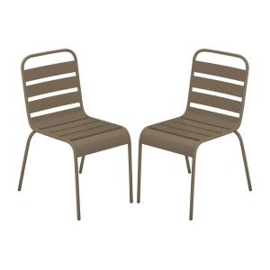 Conjunto de 2 sillas de jardín apilables de metal - Melocot…