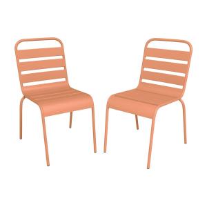 Conjunto de 2 sillas de jardín apilables de metal - Melocot…