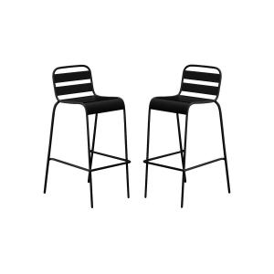 Conjunto de 2 sillas altas de jardín apilables de metal - N…