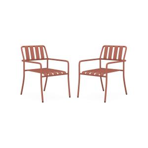 Conjunto de 2 sillas de jardín apilables de metal - Terraco…