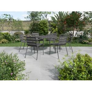 Comedor de jardín de metal - una mesa redonda D.130cm y 6 s…