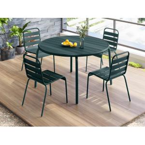 Comedor de jardin de metal - una mesa D.110cm y 4 sillas ap…
