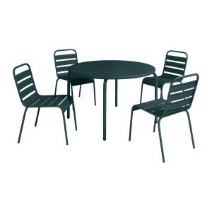 Comedor de jardin de metal - una mesa D.110cm y 4 sillas ap…
