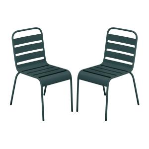Lote de 2 sillas de jardín apilables de metal - Verde abeto…