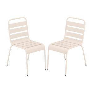 Lote de 2 sillas de jardín apilables de metal - Beige - MIR…