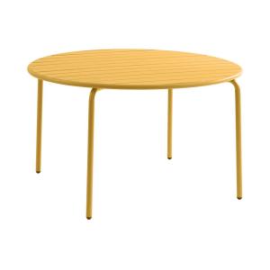 Mesa redonda de jardín D.110cm de metal - Amarillo mostaza…