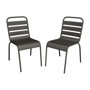 Juego de 2 sillas de jardín apilables de metal - Gris antra…