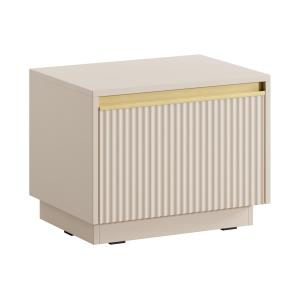 Mesita de noche con 1 cajón - MDF - Beige y dorado - POSINI…