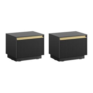 Conjunto de 2 mesitas de noche con 1 cajón - MDF - Negro y…