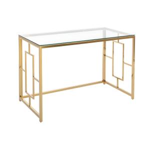 Escritorio de cristal templado y acero - Dorado y transpare…