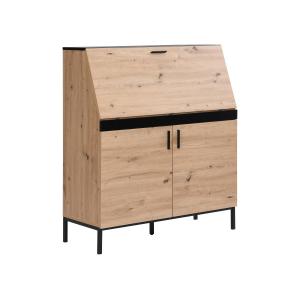 Escritorio con 2 puertas - MDF - Natural y negro - MALEDA