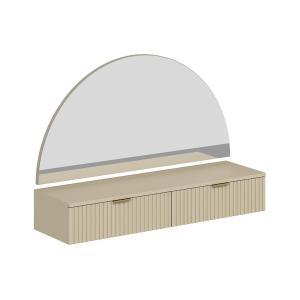 Tocador flotante con espejo y LEDs - 2 cajones - Beige - FR…
