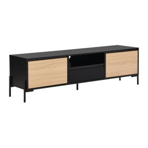 Mueble TV con 2 puertas 1 cajón y 1 estante - Negro y natur…